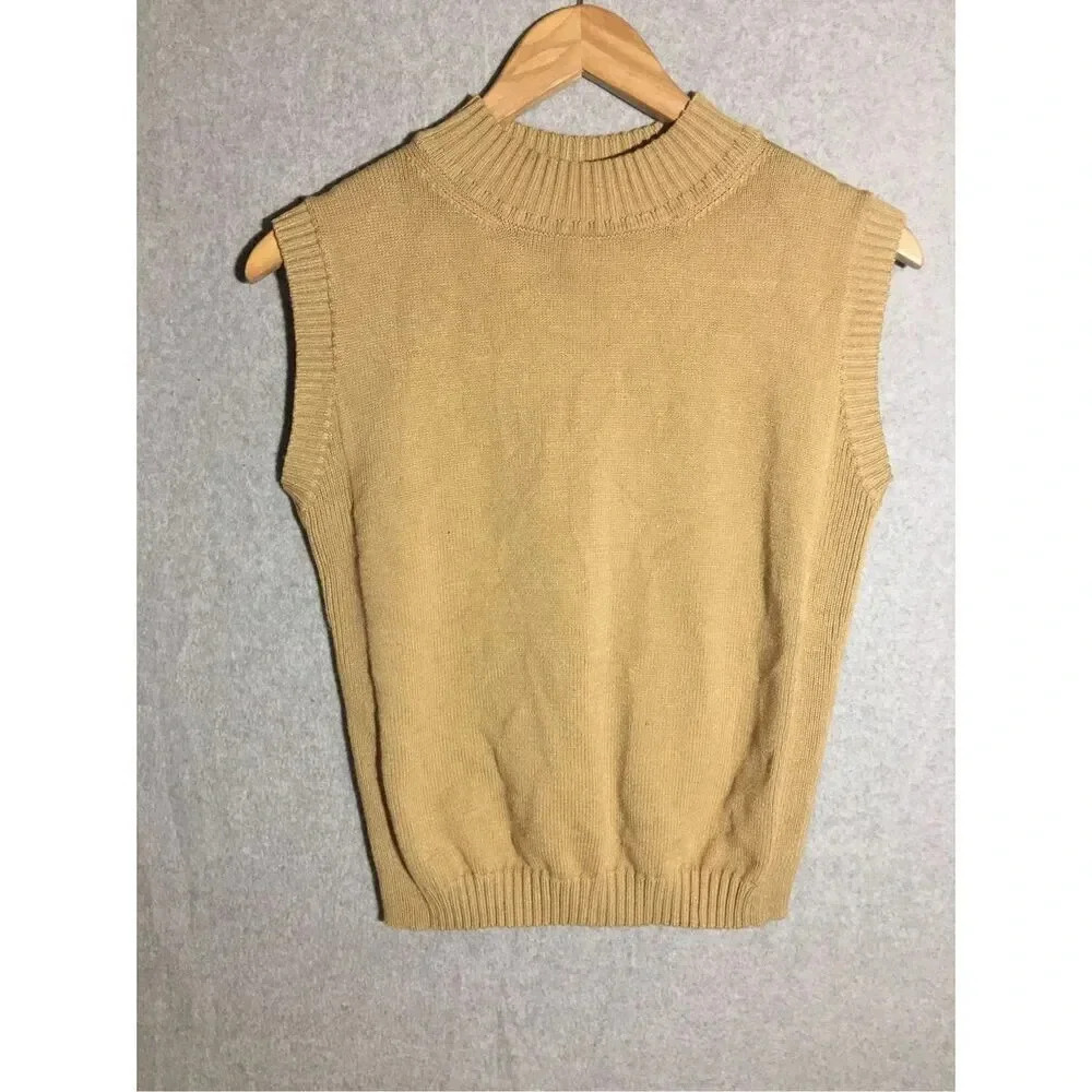 Womens Prettygarden Blouse Mock Neck Tan Closet Staple Layering Sweater Vest